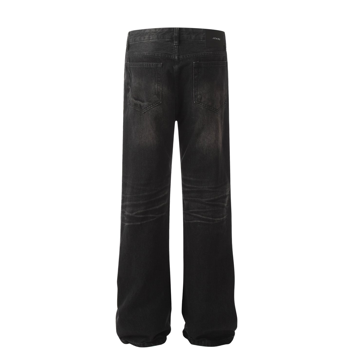 Retro Washed Black Craft Straight-through Men's Jeans