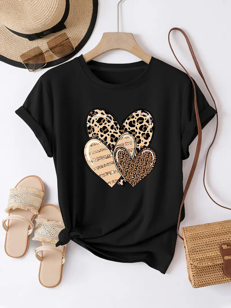 European And American Valentine's Day Love Round Neck Women's Top