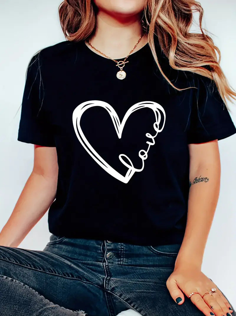 European And American Valentine's Day Love Round Neck Women's Top