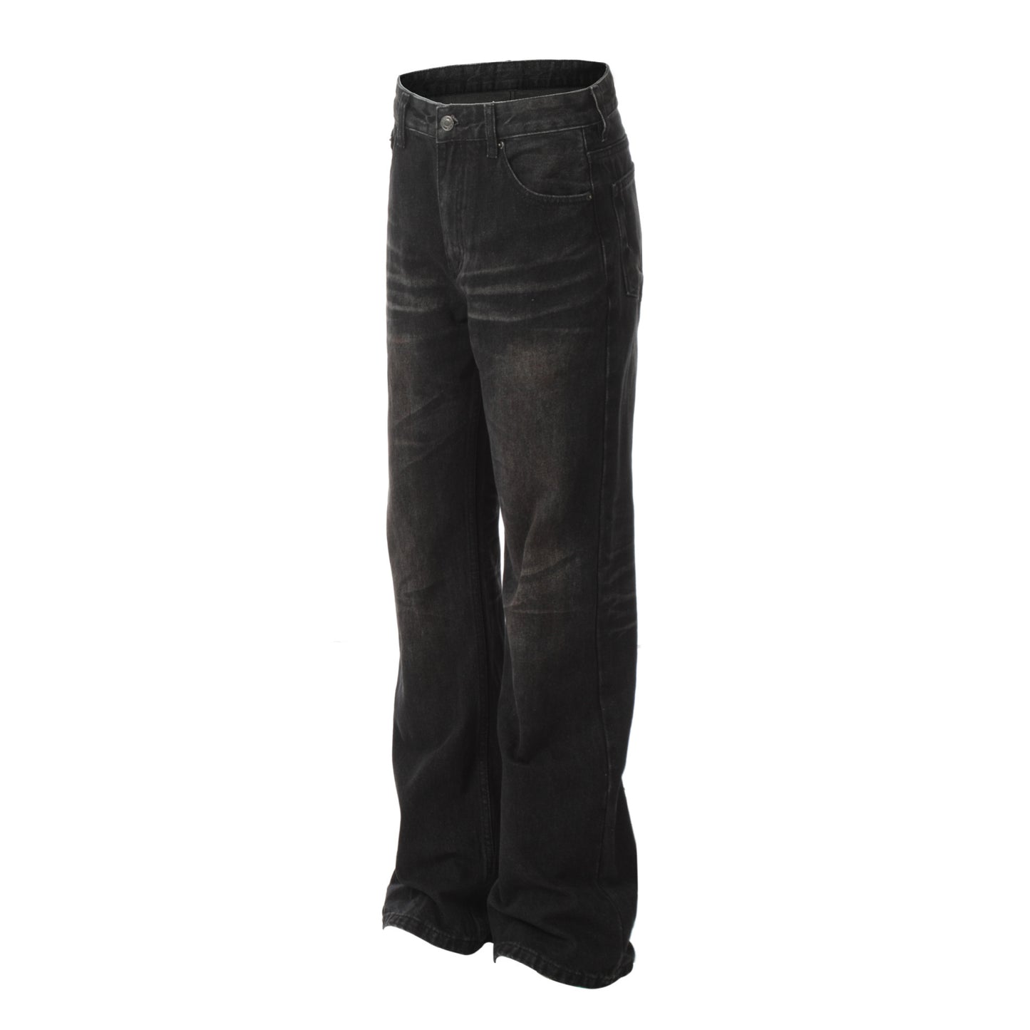 Retro Washed Black Craft Straight-through Men's Jeans