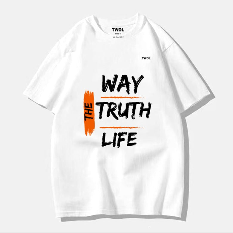 The Way The Truth The Life short sleeve t-shirt round neck 100% cotton 300GSM